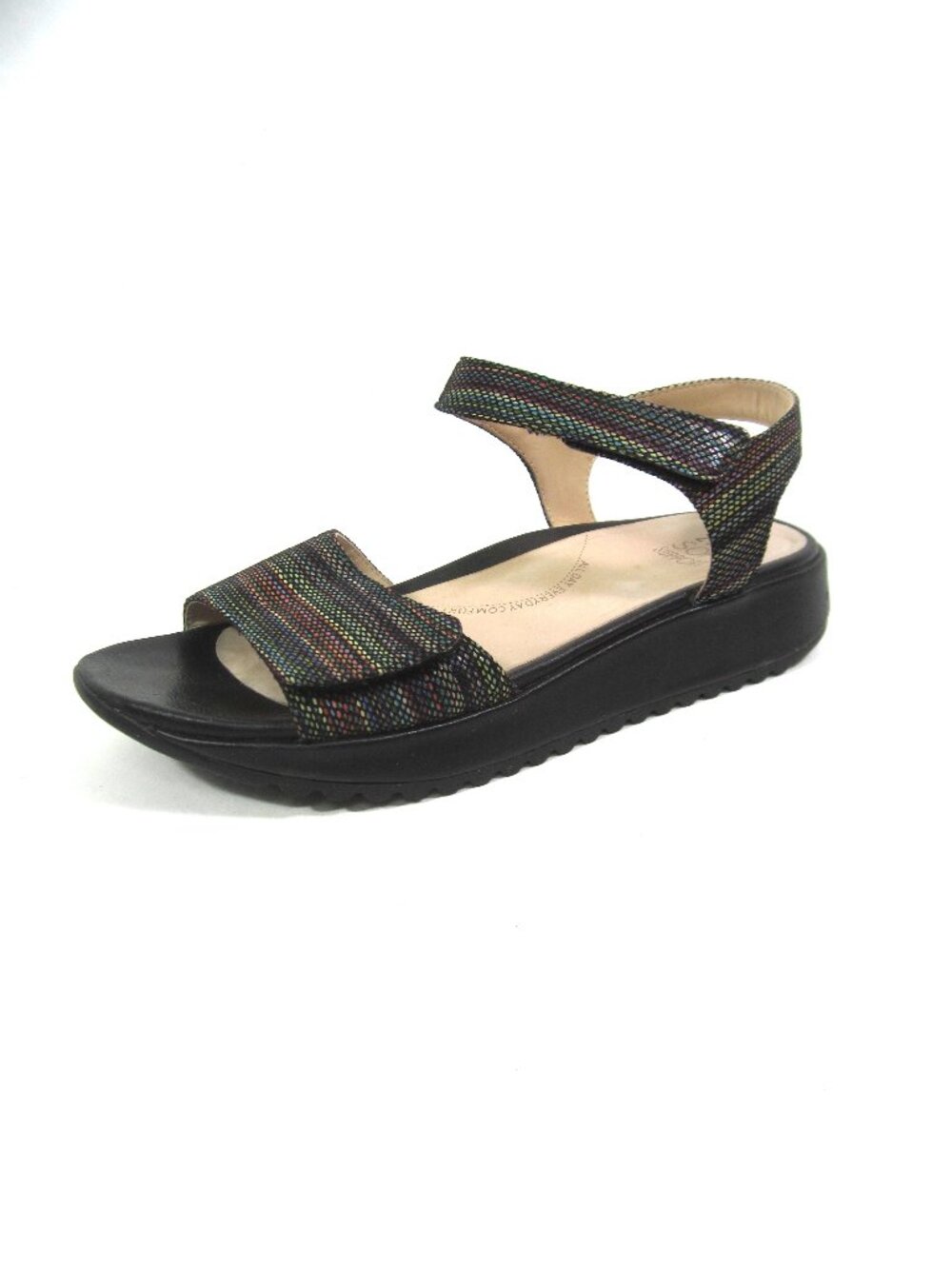 Ziera Neva Size 8.5 39W 39 Wide Sandals Super Support Footbed Black Multicolor